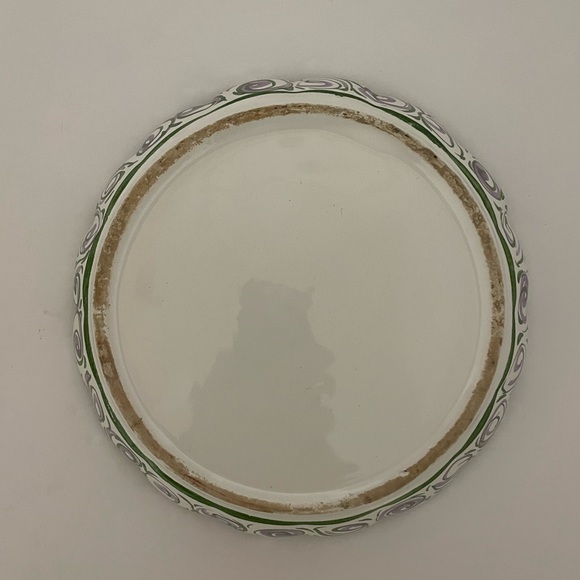 Vintage RCCL Portugal Hand Painted Floral Ceramic Green On White Flower Pot - Picture 8 of 12